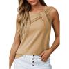 imageDokotoo Womens Tank Tops Summer Sleeveless Twist Knot Top Cotton Blouse Basic Tees ShirtsBrown
