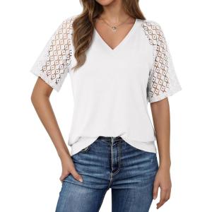imageDokotoo Womens Summer Tops 2026 Short Sleeve Shirts Business Casual Tops Fashion Casual BlousesWhite