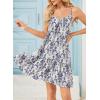 imageDokotoo Summer Dresses for Women 2025 Spaghetti Strap Sexy Deep V Neck Dress Smocked Ruffle Flowy Boho DressesBlue