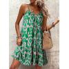 imageDokotoo Summer Dresses for Women 2025 Spaghetti Strap Sexy Deep V Neck Dress Smocked Ruffle Flowy Boho DressesGreen