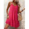 imageDokotoo Summer Dresses for Women 2025 Spaghetti Strap Sexy Deep V Neck Dress Smocked Ruffle Flowy Boho DressesRose