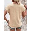 imageDokotoo Womens Summer Tops 2026 Waffle Knit Lace Hollow Out Short Sleeve TShirts Crewneck Casual Loose Basic Tee BlousesApricot