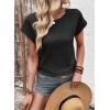 imageDokotoo Womens Summer Tops 2026 Waffle Knit Lace Hollow Out Short Sleeve TShirts Crewneck Casual Loose Basic Tee BlousesBlack