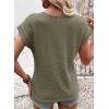imageDokotoo Womens Summer Tops 2026 Waffle Knit Lace Hollow Out Short Sleeve TShirts Crewneck Casual Loose Basic Tee BlousesGreen