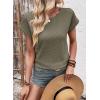 imageDokotoo Womens Summer Tops 2026 Waffle Knit Lace Hollow Out Short Sleeve TShirts Crewneck Casual Loose Basic Tee BlousesGreen