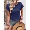 imageDokotoo Womens Summer Tops 2026 Waffle Knit Lace Hollow Out Short Sleeve TShirts Crewneck Casual Loose Basic Tee BlousesNavy Blue