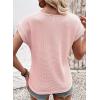 imageDokotoo Womens Summer Tops 2026 Waffle Knit Lace Hollow Out Short Sleeve TShirts Crewneck Casual Loose Basic Tee BlousesPink