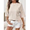 imageDokotoo Womens Summer Tops Oversized Tshirts for Women Striped Color Block Short Sleeve T Shirts Crewneck Casual Tee BlousesApricot