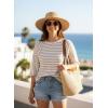 imageDokotoo Womens Summer Tops Oversized Tshirts for Women Striped Color Block Short Sleeve T Shirts Crewneck Casual Tee BlousesApricot