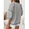 imageDokotoo Womens Summer Tops Oversized Tshirts for Women Striped Color Block Short Sleeve T Shirts Crewneck Casual Tee BlousesBlack