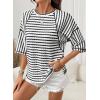 imageDokotoo Womens Summer Tops Oversized Tshirts for Women Striped Color Block Short Sleeve T Shirts Crewneck Casual Tee BlousesBlack