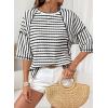 imageDokotoo Womens Summer Tops Oversized Tshirts for Women Striped Color Block Short Sleeve T Shirts Crewneck Casual Tee BlousesBlack