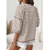 imageDokotoo Womens Summer Tops Oversized Tshirts for Women Striped Color Block Short Sleeve T Shirts Crewneck Casual Tee BlousesBrown
