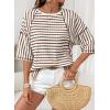 imageDokotoo Womens Summer Tops Oversized Tshirts for Women Striped Color Block Short Sleeve T Shirts Crewneck Casual Tee BlousesBrown