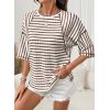 imageDokotoo Womens Summer Tops Oversized Tshirts for Women Striped Color Block Short Sleeve T Shirts Crewneck Casual Tee BlousesBrown