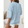 imageDokotoo Womens Summer Tops Oversized Tshirts for Women Striped Color Block Short Sleeve T Shirts Crewneck Casual Tee BlousesLight Blue