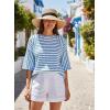 imageDokotoo Womens Summer Tops Oversized Tshirts for Women Striped Color Block Short Sleeve T Shirts Crewneck Casual Tee BlousesLight Blue