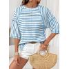 imageDokotoo Womens Summer Tops Oversized Tshirts for Women Striped Color Block Short Sleeve T Shirts Crewneck Casual Tee BlousesLight Blue