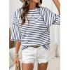 imageDokotoo Womens Summer Tops Oversized Tshirts for Women Striped Color Block Short Sleeve T Shirts Crewneck Casual Tee BlousesNavy