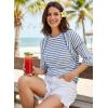 imageDokotoo Womens Summer Tops Oversized Tshirts for Women Striped Color Block Short Sleeve T Shirts Crewneck Casual Tee BlousesNavy