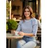 imageDokotoo Womens Summer Tops Oversized Tshirts for Women Striped Color Block Short Sleeve T Shirts Crewneck Casual Tee BlousesNavy