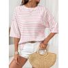 imageDokotoo Womens Summer Tops Oversized Tshirts for Women Striped Color Block Short Sleeve T Shirts Crewneck Casual Tee BlousesPink