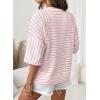 imageDokotoo Womens Summer Tops Oversized Tshirts for Women Striped Color Block Short Sleeve T Shirts Crewneck Casual Tee BlousesPink