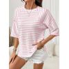 imageDokotoo Womens Summer Tops Oversized Tshirts for Women Striped Color Block Short Sleeve T Shirts Crewneck Casual Tee BlousesPink