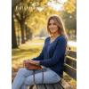 imageDokotoo Womens Sweaters Dressy Casual Long Sleeve V Neck Lightweight Ribbed Knit Wool Pullover Jumper TopBlue