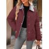 imageDokotoo Womens Winter Casual Quilted Jackets Long Sleeve Button Down Puffer Jacket Padded Outerwear CoatsBurgundy