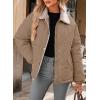 imageDokotoo Womens Winter Casual Quilted Jackets Long Sleeve Button Down Puffer Jacket Padded Outerwear CoatsLight French Beige