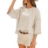 imageDokotoo Womens Summer Tops Oversized Tshirts for Women Striped Color Block Short Sleeve T Shirts Crewneck Casual Tee BlousesApricot