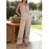 imageDokotoo 2 Piece Sets for Women Summer Spaghetti Strap Tie Knot Top Lace Wide Leg Pants SetBeige