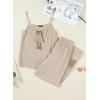 imageDokotoo 2 Piece Sets for Women Summer Spaghetti Strap Tie Knot Top Lace Wide Leg Pants SetBeige