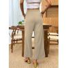 imageDokotoo Casual Pants for Women High Waisted Elastic Wide Leg Pants Eyelet Lace Hem Trousers with PocketsApricot