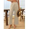 imageDokotoo Casual Pants for Women High Waisted Elastic Wide Leg Pants Eyelet Lace Hem Trousers with PocketsApricot