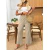 imageDokotoo Casual Pants for Women High Waisted Elastic Wide Leg Pants Eyelet Lace Hem Trousers with PocketsApricot