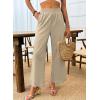 imageDokotoo Casual Pants for Women High Waisted Elastic Wide Leg Pants Eyelet Lace Hem Trousers with PocketsApricot
