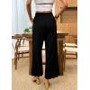 imageDokotoo Casual Pants for Women High Waisted Elastic Wide Leg Pants Eyelet Lace Hem Trousers with PocketsBlack