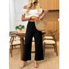 imageDokotoo Casual Pants for Women High Waisted Elastic Wide Leg Pants Eyelet Lace Hem Trousers with PocketsBlack