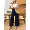 imageDokotoo Casual Pants for Women High Waisted Elastic Wide Leg Pants Eyelet Lace Hem Trousers with PocketsBlue