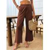 imageDokotoo Casual Pants for Women High Waisted Elastic Wide Leg Pants Eyelet Lace Hem Trousers with PocketsBrick Red