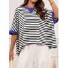 imageDokotoo Summer Shirts 2025 Womens Solid T Shirts for Women Loose Oversized Tops Basic TeeBlack Stripe