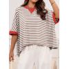 imageDokotoo Summer Shirts 2025 Womens Solid T Shirts for Women Loose Oversized Tops Basic TeeBrown Stripe
