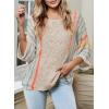 imageDokotoo Womens 2025 Fall Casual Crewneck 34 Sleeve Striped Lightweight Knit Trendy Boho Tops Pullover SweatersB Beige 2