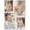 imageDokotoo Womens 2025 Fall Casual Crewneck 34 Sleeve Striped Lightweight Knit Trendy Boho Tops Pullover SweatersB Beige 2