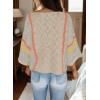 imageDokotoo Womens 2025 Fall Casual Crewneck 34 Sleeve Striped Lightweight Knit Trendy Boho Tops Pullover SweatersB Beige 2