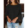 imageDokotoo Womens 2025 Fall Casual Crewneck 34 Sleeve Striped Lightweight Knit Trendy Boho Tops Pullover SweatersB Black 2
