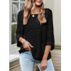 imageDokotoo Womens 2025 Fall Casual Crewneck 34 Sleeve Striped Lightweight Knit Trendy Boho Tops Pullover SweatersB Black 2