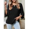imageDokotoo Womens 2025 Fall Casual Crewneck 34 Sleeve Striped Lightweight Knit Trendy Boho Tops Pullover SweatersB Black 2